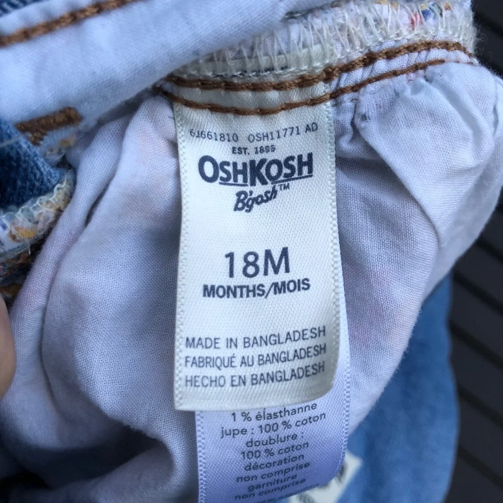 OshKosh B'Gosh Denim Floral Overall Dress 18M